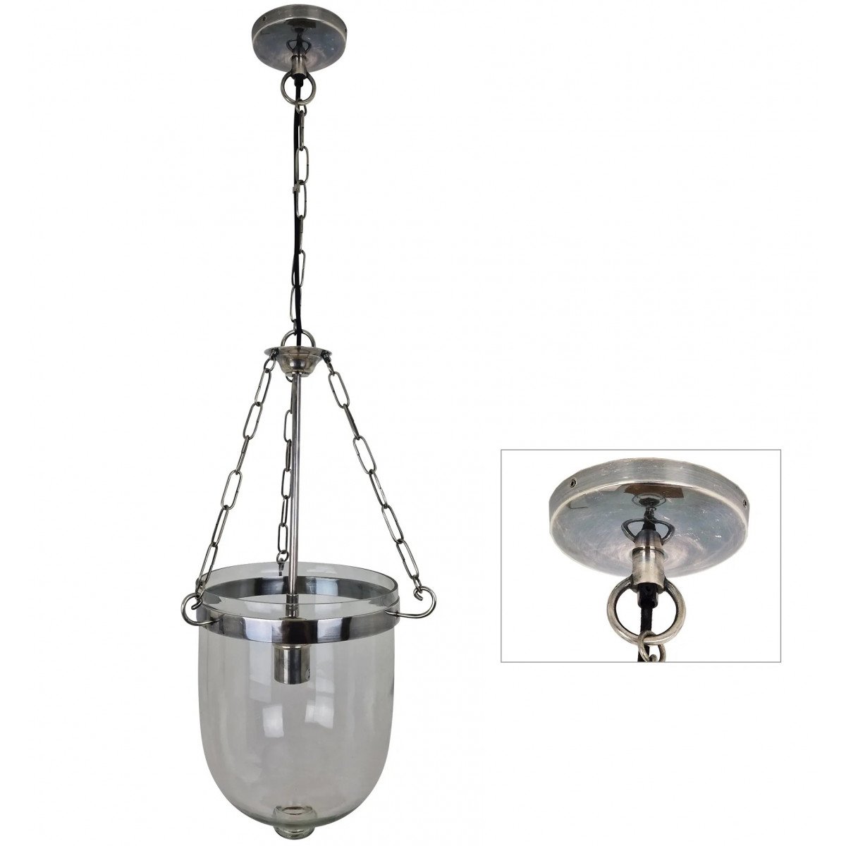 Messinglampe in antiker Silberfarbe mit E27 Fassung