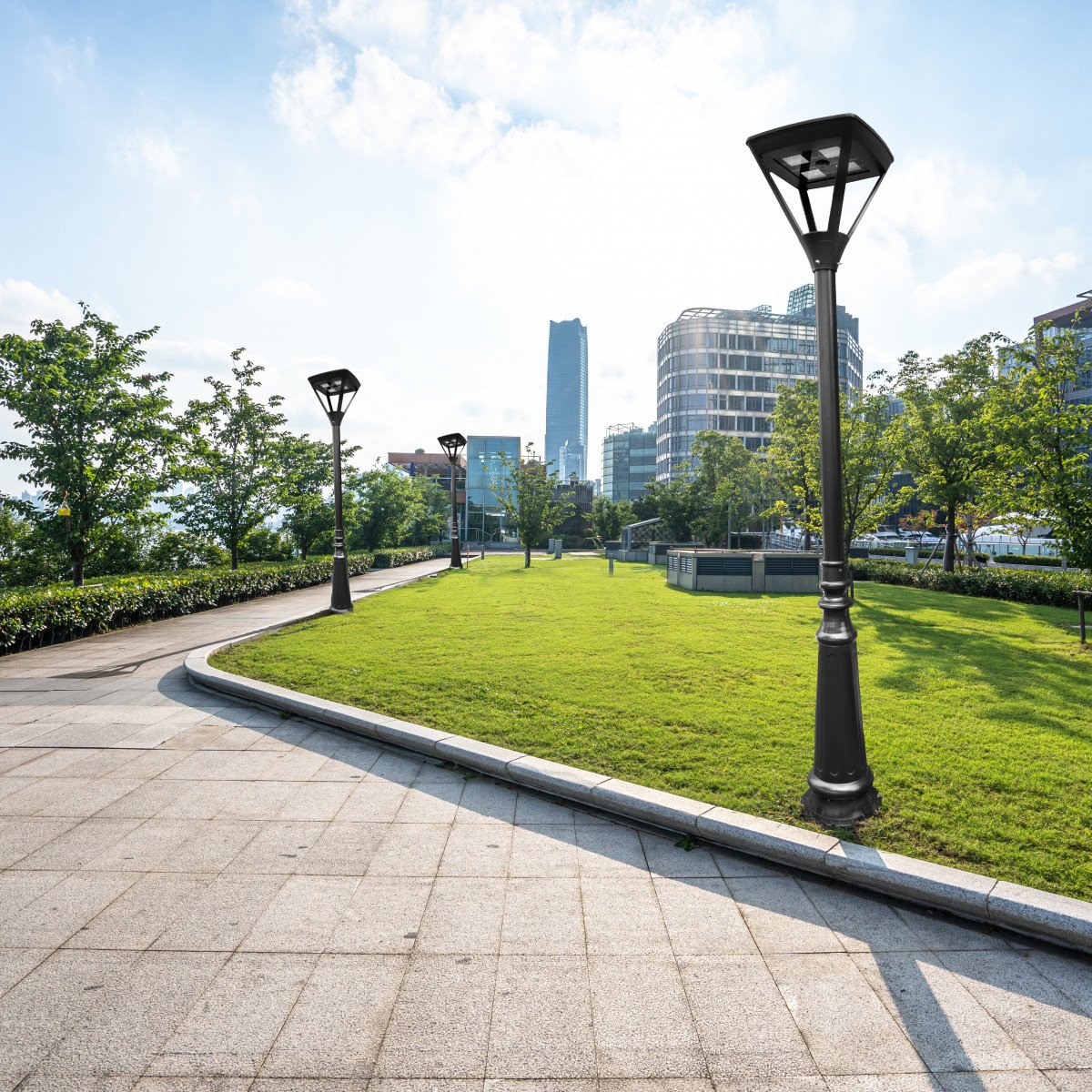 Schwarze quadratische Solarlaterne mit LED-Modul