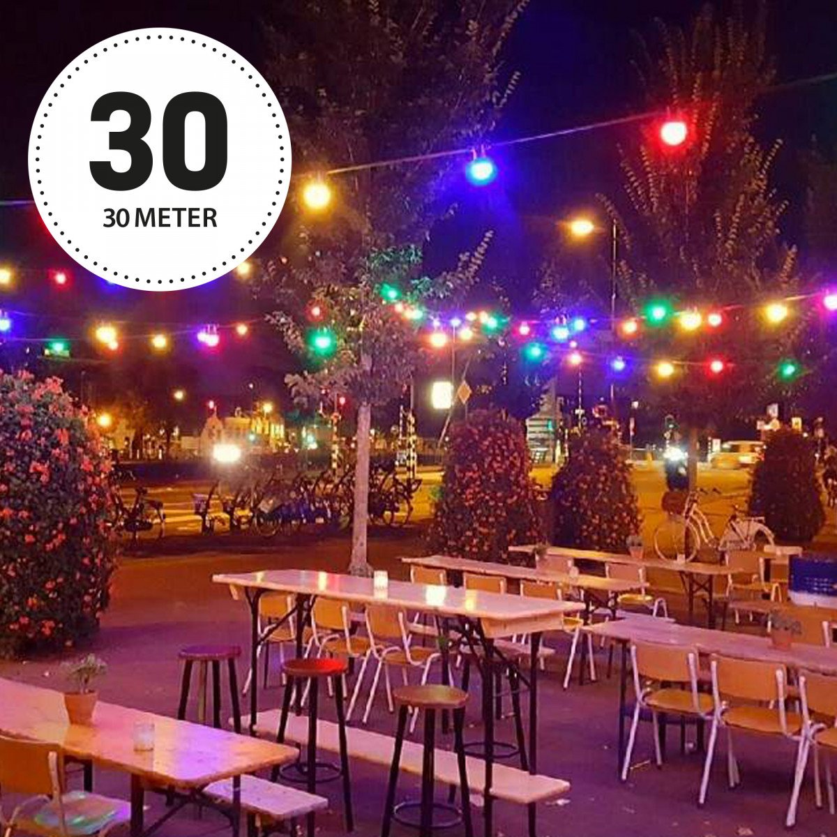 Partybeleuchtung LED Patio 30 Farben - 30 Meter / 36 Leuchten