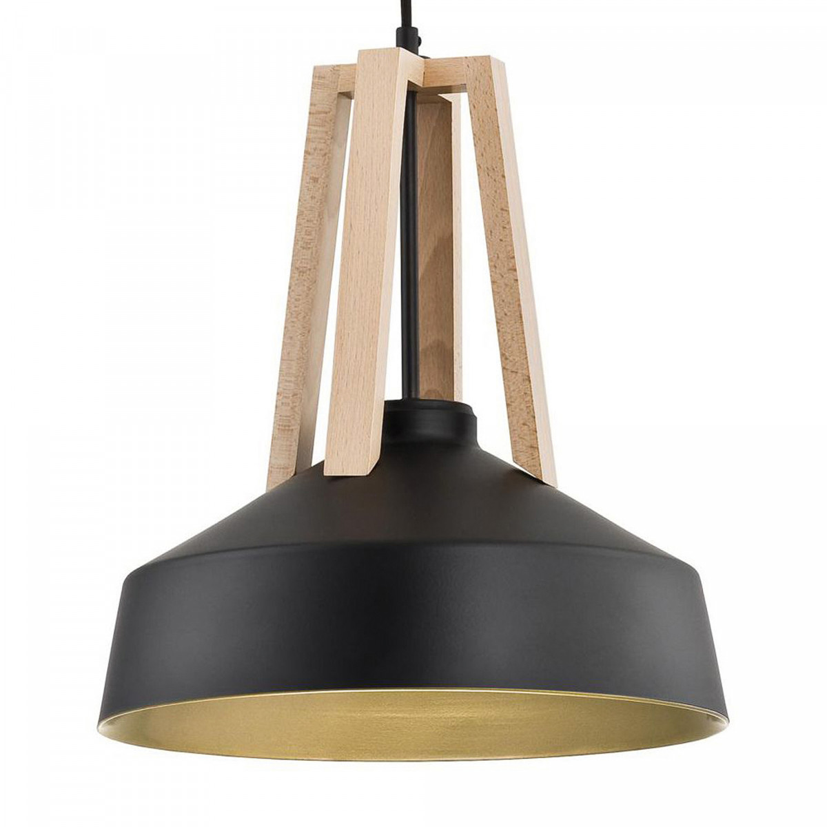 Elegante Hängeleuchte Basic Wood Schwarz - Moderne Innenleuchte